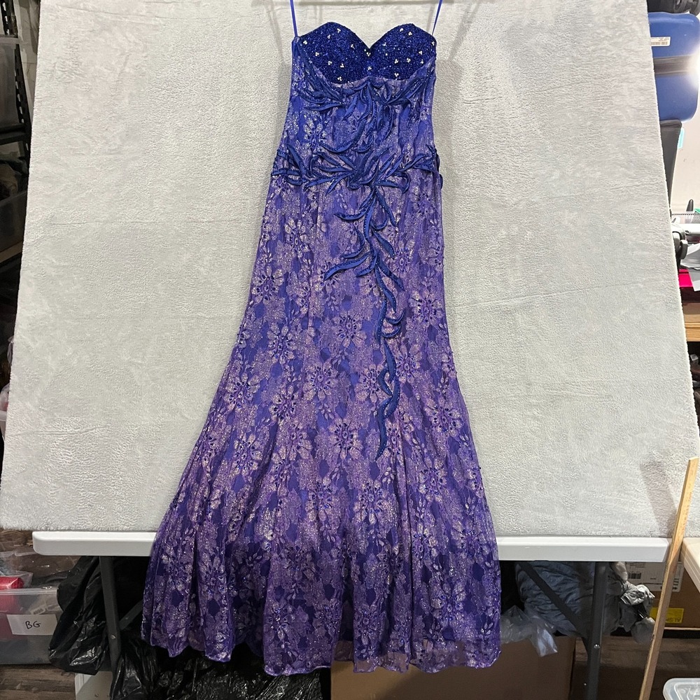 SAMILA & CO Dress XS Sequin Maxi Gown‎ Sweetheart Neck Prom Formal Purple Lace